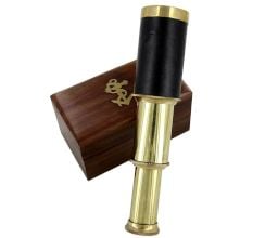 Brass Telescope Black Grip Wooden Box Handcrafted